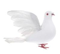 NUSITOU Large White Artificial Pigeon with Extended Wings, Peace Dove Decoration for Wedding and Home, Realistic Fake Bird Ornament for Event and Photo Props