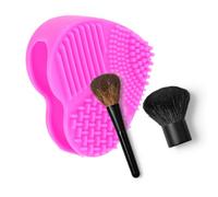 NUSITOU Makeup Brush Cleaner Mat for Flexibility Heart Shaped Silicone with Hand Held Design and Hollow Device Effective Brush Cleaning Pad for Personal Care and Beauty Tools