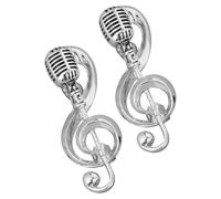 NUSITOU Microphone Music Brooch 2Pcs Vintage Note Pins for Lapel and Coats Decorative Pins for Women
