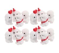 NUSITOU Mini Resin Puppy Figurines and Cute Heart Shapes with Realistic Design 16pcs White Resin Material Cake Topper and Fun DIY Assembly Decorations for Pet-themed Parties