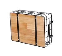 NUSITOU Packing Basket Fruit Basket with Handle Black Iron and Wood Rectangular Simple Design for Kitchen Fruit Sorting and Storage