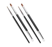 NUSITOU Portable Concealer Makeup Brush Set Black Aluminium and Wood Handle 4pcs with Double-head Supple Sponge and Fiber Wool for Dark Circle Concealing and Creative Face Makeup for Dark