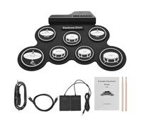 NUSITOU Portable Electronic Drum Kit Digital Drum Set Lightweight with Quiet Pads Silicone and Abs Material Beginner-friendly for Practice and Home Use