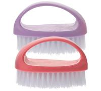 NUSITOU Portable Nail Scrubber Brush 2Pcs with Dense Bristles for Manicure Pedicure, Small Handle Grip Brushes for Fingernail and Hand Cleaning