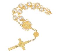 NUSITOU Rearview Mirror Car Rosary Pendant with Cross Design Aluminum Alloy Hanging Ornament for Car Interior and Home Decorative Use