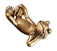 NUSITOU Retro Brass Frog Car Figurine Sculpture, Vintage Miniature Ornament for Desktop Decor, Feng Shui Collectible Statue for Home and Office