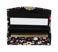 NUSITOU Retro Floral Lipstick Case with Mirror Portable Black Embroidered Holder for Travel, Vanity, and Makeup Organization