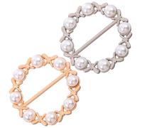 NUSITOU Scarf Buckle Clips and Zinc Alloy Material with Imitation Pearl 2pcs Scarf Ring Holders Elegant and Fashionable for Fixing and Decoration for Cardigan Collar