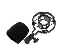 NUSITOU Shock Mount for Mic Stand Microphone Holder Mount Black Plastic Foam Shock Absorption Minimizes Plosive Sounds with Medium Black Foam Ball for Podcasting and Broadcast Environments