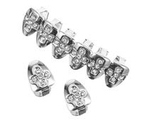 NUSITOU Silver Copper Hip Hop Mouth Grills for Parties and Performances, Comfortable Fit and Sturdy Lightweight Fake Teeth Accessory Sparkling Cross Design