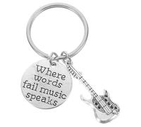 NUSITOU Silver Zinc Alloy Guitar Key Chain Music Theme Pendant, Practical and Fine Workmanship Keyring for Bag Hanging Decor Or Handicraft Accessories