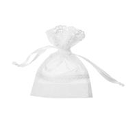 NUSITOU Small Drawstring Bag Jewelry Pocket Bags Lightweight White Polyester Mesh Compact Size Design Convenient to Carry Easy to Take for Birthdays Festival