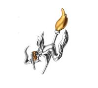 NUSITOU Small Silver Witch Riding Broom Brooch Pin for Women, Alloy Material with Chic and Unique Style, Decoration and Costume Prop for Party Or Banquet