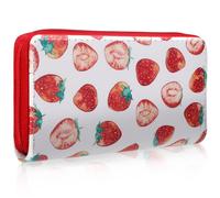 NUSITOU Strawberry Wallet Pu Leather Zipper Long Purse Coin Card Holder for Women Keep Items Organized Can Be Put in Handbags Shopping