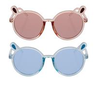 NUSITOU Sunglasses Blue round Frame with Bear's Ear Design 2pcs UV Protection, PC Material, Creative and Versatile Style, for Boys in Spring and Summer