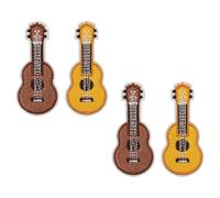 NUSITOU Ukulele Shape Embroidery Pins 4Pcs, Enamel Guitar Brooch Set for Clothes and Backpacks, Cartoon Style for Daily Wear and Ceremonies, Yellow and Brown