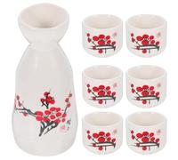 NUSITOU Vintage Sake Cups Sake Cups and Pot Japanese Style Ceramic Delicate Wear-Resistant Safe to Touch Storage Containers for Tea House and Hotel Use Random Style