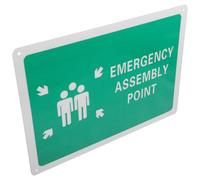 NUSITOU Weather-resistant Aluminum Assembly Point Sign for Outdoor Use, Emergency Point Sign with Easy Installation and Sturdy Green Material for Factories and Public Areas