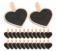 NUSITOU Wooden Chalkboard Clips with Heart Tags 24 Pieces for Photo Holding and Kitchen Note Display