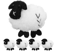 NUSITOU Wool Felt Sheep Charms 5Pcs Decorations for DIY Felting Crafts and Handmade Keychain Accessories for Home or Travel