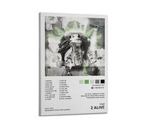 NUSLNG Yeat Album 2 Alive Tracklist Poster Decorative Canvas Poster Wall Art Decor Living Modern Family Bedroom Decoration Posters 12x18inch(30x45cm) Frame-style