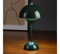 Nusogon Modern Decor Flowerpot Lamp, Cordless Mushroom Table Lamp, 3 Color Stepless Dimmable Touch Lamp, Rechargeable Battery Operated Portable LED Lamp, Dark Green