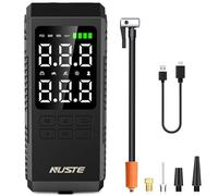 NUSTE Tire Inflator Portable Air Compressor, Air Pump for Car Tires with Digital Pressure Gauge, 150PSI Rechargeable Battery, LED Light, One Click Smart Pump for Car, Motorcycle, Bicycle and More