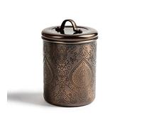 NuSteel Etched 1 QT Stainless Steel, Beautiful Food Storage Container for Kitchen Counter, Tea, Sugar, Coffee, Caddy, Flour Canister with Rubber Seal lid, Copper Antique