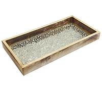 NuSteel Mosaic Tray for Luxurious bath countertop, Holder for Guest Hand Towel, Watch, Earring, Makeup Brush, Reading Glass, Perfume, Jewelry, Perfect For Kitchen Counters, Bathrooms, Silver Mosaic