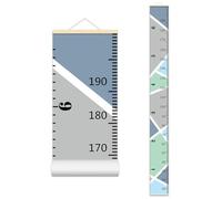 Nustila Color Block Growth Chart for Kids Baby Height Chart Ruler Removable Canvas Wooden Frame Hanging Wall Rulers Measurement Charts for Toddler Room Nursery Decor - 79"X7.9" with Beige Wood