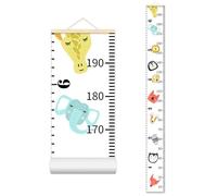Nustila Cute Animals Growth Chart for Kids Baby Height Chart Ruler Removable Canvas Wooden Frame Hanging Wall Rulers Measurement Charts for Toddler Room Nursery Decor - 79"X7.9" with Beige Wood