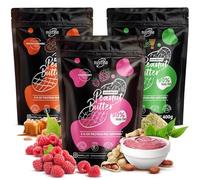 Nustino Peanut Butter Powder No Sugar Bundle 3x400g - Salted Caramel, Raspberry and Matcha Flavours - Vegan & Gluten Free