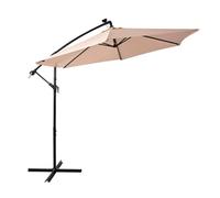 Nustone 3 Metre Round Cantilever Parasol, Patio Umbrella with UV Protection, Steel Frame for Ultra Stability and Solar LED Lights for Outdoors, Garden and Terraces (Beige with Base)