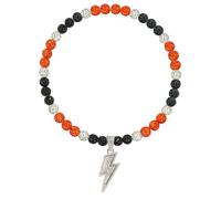NUSTTAL Baseball Necklace 16 Inch Lightning Bolt Pendant for Men Women Bling Ice Collection | Rhinestone Clay Beaded Discoball Design | Gifts for Baseball Team Players Lovers | Orange/Black/White
