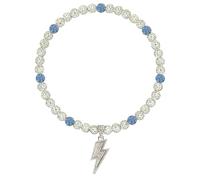 NUSTTAL Baseball Necklace 16 Inch Lightning Bolt Pendant for Men Women Bling Ice Collection | Rhinestone Clay Beaded Discoball Design | Gifts for Baseball Team Players Lovers | White/Blue
