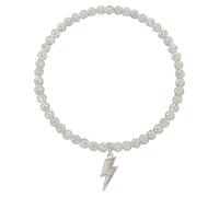 NUSTTAL Baseball Necklace 16 Inch Lightning Bolt Pendant for Men Women Bling Ice Collection | Rhinestone Clay Beaded Discoball Design | Gifts for Baseball Team Players Lovers | White