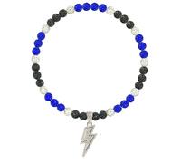 NUSTTAL Baseball Necklace 16 Inch Lightning Bolt Pendant for Men Women Bling Ice Collection | Rhinestone Clay Beaded Discoball Design | Gifts for Baseball Team Players Lovers | Black/Royal Blue/White