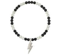 NUSTTAL Baseball Necklace 16 Inch Lightning Bolt Pendant for Men Women Bling Ice Collection | Rhinestone Clay Beaded Discoball Design | Gifts for Baseball Team Players Lovers | Black/White