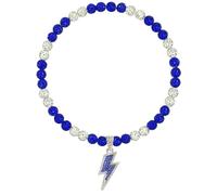 NUSTTAL Baseball Necklace 16 Inch Lightning Bolt Pendant for Men Women Bling Ice Collection | Rhinestone Clay Beaded Discoball Design | Gifts for Baseball Team Players Lovers | Royal Blue/White
