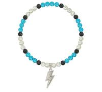 NUSTTAL Baseball Necklace 16 Inch Lightning Bolt Pendant for Men Women Bling Ice Collection | Rhinestone Clay Beaded Discoball Design | Gifts for Baseball Team Players Lovers | Aqua Blue/White/Black