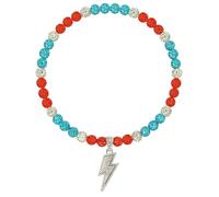 NUSTTAL Baseball Necklace 16 Inch Lightning Bolt Pendant for Men Women Bling Ice Collection | Rhinestone Clay Beaded Discoball Design | Gifts for Baseball Team Players Lovers | Orange/Aqua Blue/White