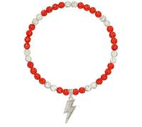 NUSTTAL Baseball Necklace 16 Inch Lightning Bolt Pendant for Men Women Bling Ice Collection | Rhinestone Clay Beaded Discoball Design | Gifts for Baseball Team Players Lovers | Orange/White
