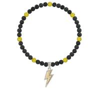 NUSTTAL Baseball Necklace 16 Inch Lightning Bolt Pendant for Men Women Bling Ice Collection | Rhinestone Clay Beaded Discoball Design | Gifts for Baseball Team Players Lovers | Black/Yellow