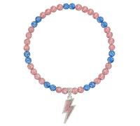 NUSTTAL Baseball Necklace 16 Inch Lightning Bolt Pendant for Men Women Bling Ice Collection | Rhinestone Clay Beaded Discoball Design | Gifts for Baseball Team Players Lovers | Pink/Blue