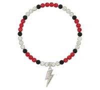 NUSTTAL Baseball Necklace 16 Inch Lightning Bolt Pendant for Men Women Bling Ice Collection | Rhinestone Clay Beaded Discoball Design | Gifts for Baseball Team Players Lovers | Red/White/Black