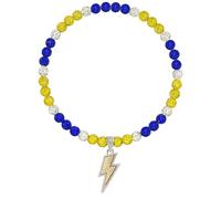 NUSTTAL Baseball Necklace 16 Inch Lightning Bolt Pendant for Men Women Bling Ice Collection | Rhinestone Clay Beaded Discoball Design | Gifts for Baseball Team Players Lovers | Royal Blue/Yellow/White