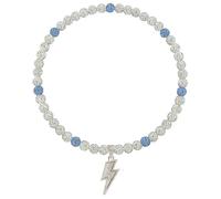 NUSTTAL Baseball Necklace 18 Inch Lightning Bolt Pendant for Men Women Bling Ice Collection | Rhinestone Clay Beaded Discoball Design | Gifts for Baseball Team Players Lovers | White/Blue