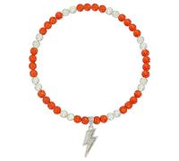 NUSTTAL Baseball Necklace 18 Inch Lightning Bolt Pendant for Men Women Bling Ice Collection | Rhinestone Clay Beaded Discoball Design | Gifts for Baseball Team Players Lovers | Orange/White