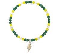 NUSTTAL Baseball Necklace 18 Inch Lightning Bolt Pendant for Men Women Bling Ice Collection | Rhinestone Clay Beaded Discoball Design | Gifts for Baseball Team Players Lovers | Dark Green/Yellow/White