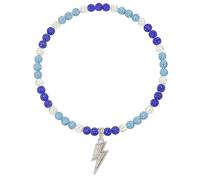 NUSTTAL Baseball Necklace 18 Inch Lightning Bolt Pendant for Men Women Bling Ice Collection | Rhinestone Clay Beaded Discoball Design | Gifts for Baseball Team Players Lovers | Royal Blue/Blue/White